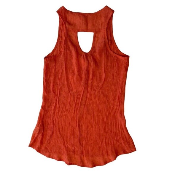 DOLLED UP by F.A.N.C. Women's Size Small Coral Summer Tank Top Crinkle Cut-out - Picture 2 of 10